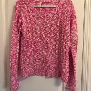 Aeropostale pink and white crochet sweater
